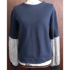 Banana Republic Women’s Medium Black Striped Nautical LS Puff Balloon Sleeve top